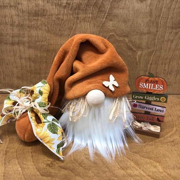 Harvest Love Gnome Daisies Straw Smiles Butterfly Warm Rusty Brown Gift Guide - Picture 6 of 6